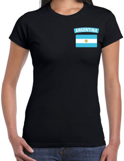 Bellatio Decorations Argentina / Argentinie landen shirt met vlag zwart voor dames - borst bedrukking 2XL