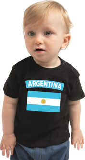 Bellatio Decorations Argentina / Argentinie landen shirtje met vlag zwart voor babys 62 (1-3 maanden)