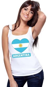 Bellatio Decorations Argentinie hart vlag singlet shirt/ tanktop wit dames L