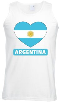 Bellatio Decorations Argentinie hart vlag singlet shirt/ tanktop wit heren 2XL