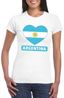 Bellatio Decorations Argentinie hart vlag t-shirt wit dames 2XL