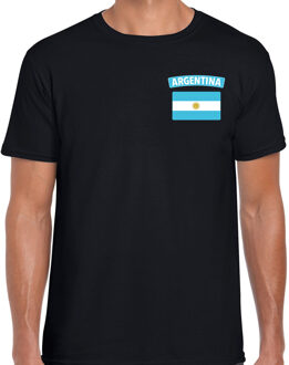 Bellatio Decorations Argentinie thema t-shirt - met vlag op borst - zwart - voor heren - landen shirt - supporters 2XL