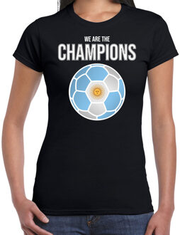Bellatio Decorations Argentinie WK supporter t-shirt - we are the champions met Argentijnse voetbal - zwart - dames - kleding / shirt XL