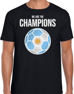 Bellatio Decorations Argentinie WK supporter t-shirt we are the champions met Argentijnse voetbal zwart heren