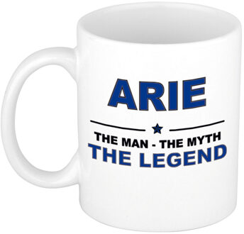 Bellatio Decorations Arie cadeau mok - man myth legend - naam koffiemok / beker - wit en blauw - 300 ml Donkerblauw