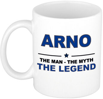 Bellatio Decorations Arno cadeau mok - man myth legend - naam koffiemok / beker - wit en blauw - 300 ml