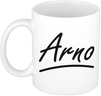 Bellatio Decorations Arno Naam koffiemok - beker - met sierlijke letters - wit - 300 ml - Cadeau - Heren