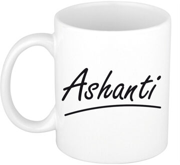 Bellatio Decorations Ashanti Naam koffiemok - beker - met sierlijke letters - wit - 300 ml - Cadeau - Dames