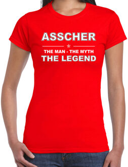 Bellatio Decorations Asscher naam t-shirt the man / the myth / the legend rood voor dames