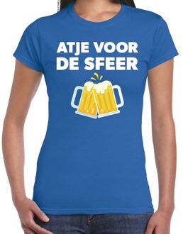 Bellatio Decorations Atje voor de sfeer feest t-shirt blauw voor dames 2XL