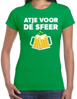 Bellatio Decorations Atje voor de sfeer feest t-shirt groen voor dames 2XL