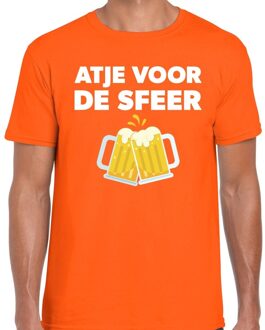 Bellatio Decorations Atje voor de sfeer feest t-shirt oranje voor heren 2XL