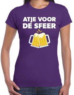 Bellatio Decorations Atje voor de sfeer feest t-shirt paars voor dames 2XL