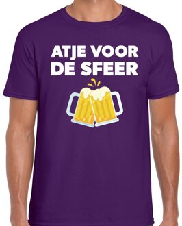 Bellatio Decorations Atje voor de sfeer feest t-shirt paars voor heren 2XL