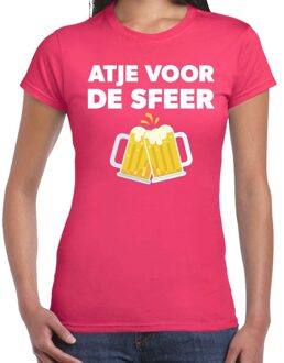 Bellatio Decorations Atje voor de sfeer feest t-shirt roze voor dames 2XL