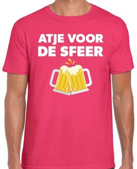 Bellatio Decorations Atje voor de sfeer feest t-shirt roze voor heren 2XL