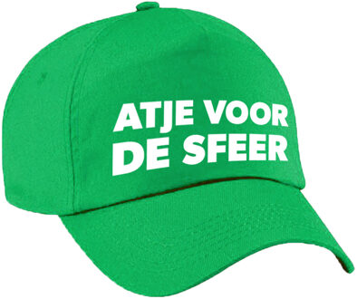 Bellatio Decorations Atje voor de sfeer tekst petje - groen - volwassenen - baseball cap - carnaval fun accessoires