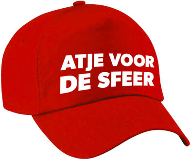 Bellatio Decorations Atje voor de sfeer tekst petje - rood - volwassenen - baseball cap - carnaval fun accessoires