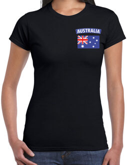 Bellatio Decorations Australia / Australie landen shirt met vlag zwart voor dames - borst bedrukking 2XL