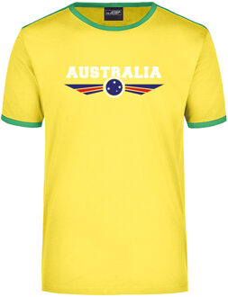 Bellatio Decorations Australia ringer landen t-shirt geel met groene randjes voor heren - Australie supporter kleding 2XL