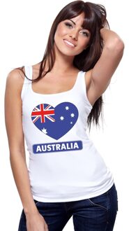 Bellatio Decorations Australie hart vlag singlet shirt/ tanktop wit dames L