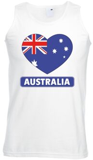 Bellatio Decorations Australie hart vlag singlet shirt/ tanktop wit heren 2XL