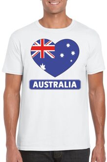 Bellatio Decorations Australie hart vlag t-shirt wit heren