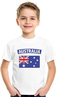 Bellatio Decorations Australie t-shirt met australische vlag wit kinderen l (146-152)