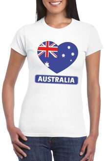Bellatio Decorations Australie t-shirt - met hartjes vlag print - wit - dames - korte mouwen - landen supporters