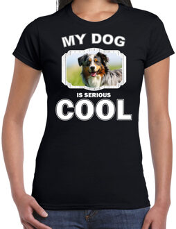 Bellatio Decorations Australische herder honden t-shirt my dog is serious cool zwart - dames - Australische herders liefhebber cadeau shirt 2XL