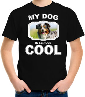 Bellatio Decorations Australische herder honden t-shirt my dog is serious cool zwart - kinderen - Australische herders liefhebber cadeau shirt L (146-152)