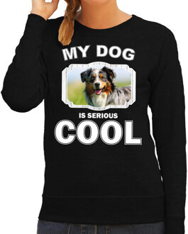 Bellatio Decorations Australische herder honden trui / sweater my dog is serious cool zwart - dames - Australische herders liefhebber cadeau sweaters 2XL