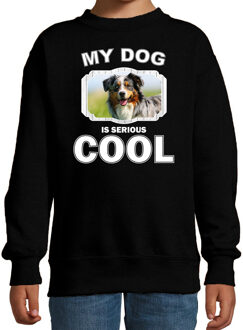 Bellatio Decorations Australische herder honden trui / sweater my dog is serious cool zwart - kinderen - Australische herders liefhebber cadeau sweaters 12-13 jaar (152/164)