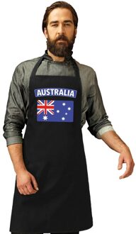 Bellatio Decorations Australische vlag keukenschort/ barbecueschort zwart heren en dames - Feestschorten
