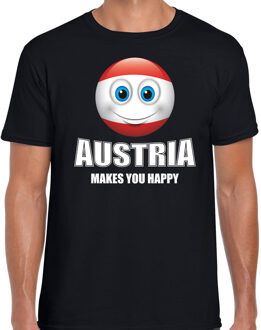 Bellatio Decorations Austria makes you happy landen t-shirt Oostenrijk zwart voor heren met emoticon 2XL