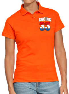 Bellatio Decorations Autocoureur / autosport poloshirt Racing 33 oranje voor dames XS - Feestshirts