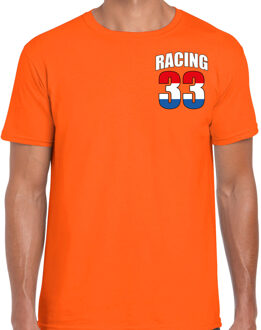 Bellatio Decorations Autocoureur / autosport supporter met racing 33 bedrukking op borst t-shirt oranje voor heren 2XL - Feestshirts