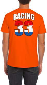 Bellatio Decorations Autocoureur / autosport supporter met racing 33 t-shirt oranje voor heren 2XL - Feestshirts