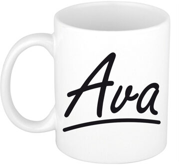 Bellatio Decorations Ava voornaam kado beker / mok sierlijke letters - gepersonaliseerde mok met naam - Naam mokken Multikleur