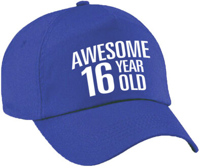 Bellatio Decorations Awesome 16 year old verjaardag pet / cap blauw voor dames en heren - baseball cap - verjaardags cadeau - petten / caps