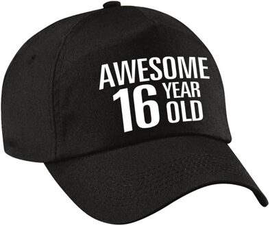 Bellatio Decorations Awesome 16 year old verjaardag pet / cap zwart voor dames en heren - baseball cap - verjaardags cadeau - petten / caps