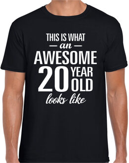 Bellatio Decorations Awesome 20 year / 20 jaar cadeau t-shirt zwart heren 2XL