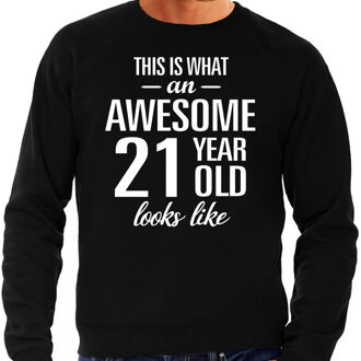 Bellatio Decorations Awesome 21 year / 21 jaar cadeau sweater zwart heren 2XL