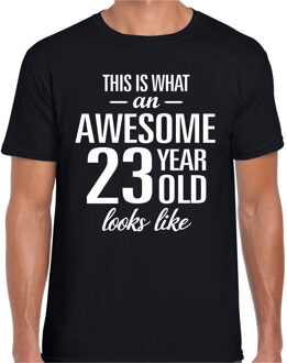 Bellatio Decorations Awesome 23 year / 23 jaar cadeau t-shirt zwart heren 2XL