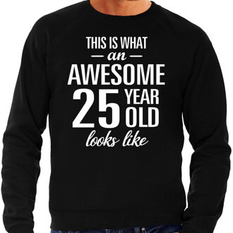 Bellatio Decorations Awesome 25 year / 25 jaar cadeau sweater zwart heren