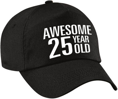 Bellatio Decorations Awesome 25 year old verjaardag pet / cap zwart voor dames en heren - baseball cap - verjaardags cadeau - petten / caps