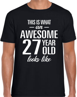 Bellatio Decorations Awesome 27 year / 27 jaar cadeau t-shirt zwart heren 2XL