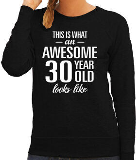 Bellatio Decorations Awesome 30 year / 30 jaar cadeau sweater zwart dames L