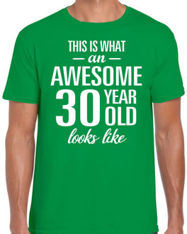 Bellatio Decorations Awesome 30 year / 30 jaar cadeau t-shirt groen heren 2XL