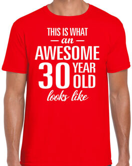 Bellatio Decorations Awesome 30 year / 30 jaar cadeau t-shirt rood heren 2XL